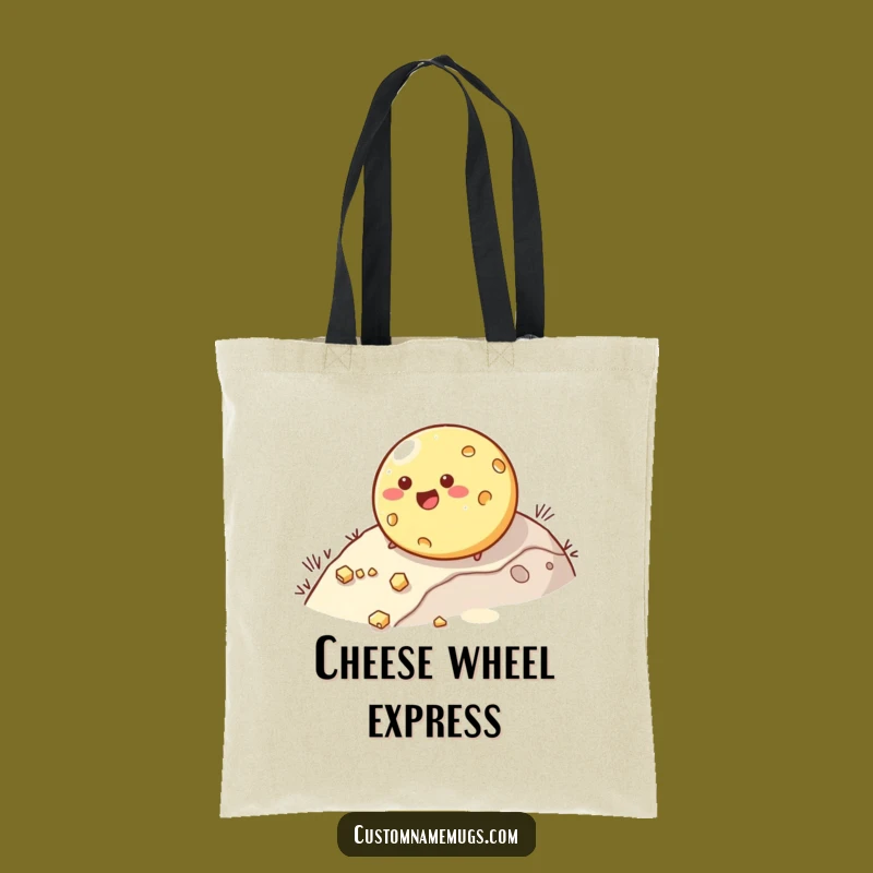 Funny Rolling Cheese Tote Bag: Carry Your Essentials with This Cheesy Character's Charm