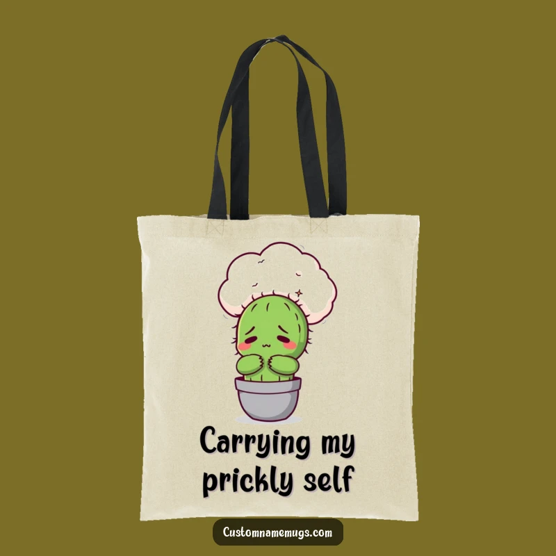 Funny Awkward Cactus Cloud Hug Tote Bag: Hilarious Accessory for the Prickly