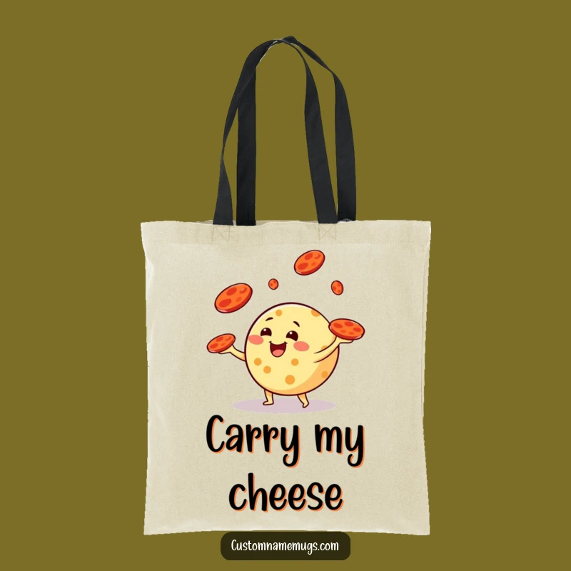 Funny Cheese Juggling Tote Bag: Carry Your Snacks with Humorous Art