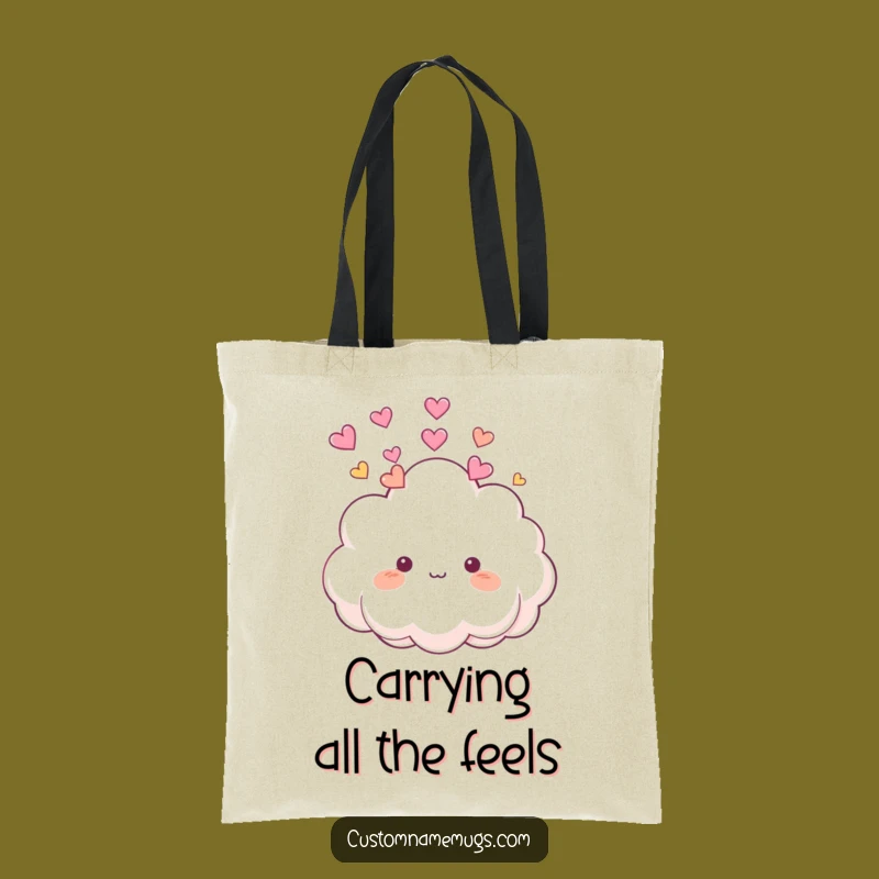 Funny Cloud Heart Tote Bag: Cute Fluffy Character Reusable Bag for Everyday Joy