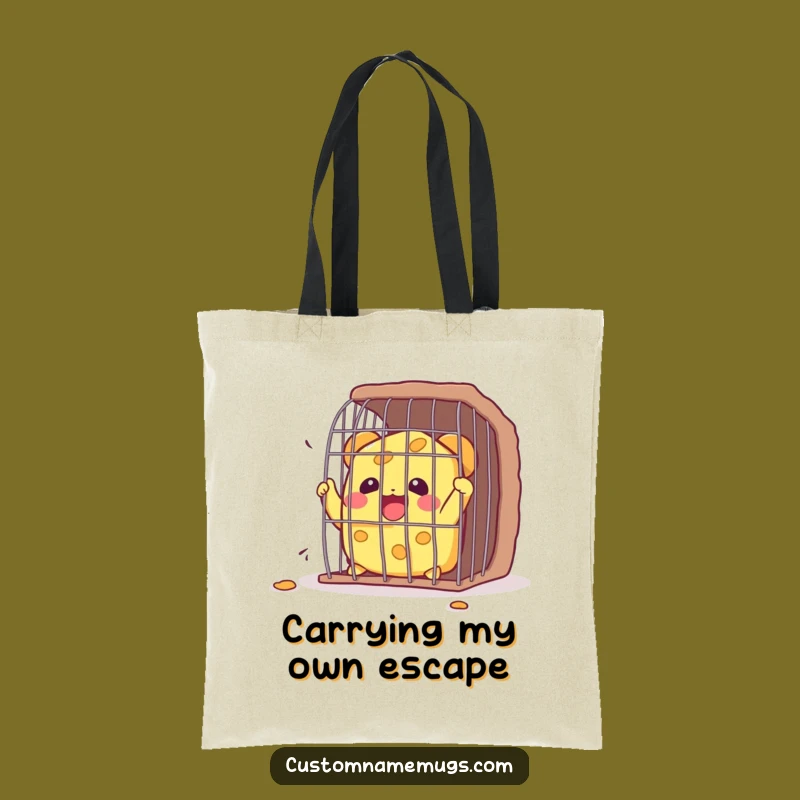 Funny Kawaii Cheese Cage Escape Tote Bag: Hilarious Accessory for Dairy Lovers
