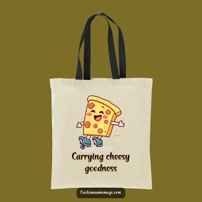 Funny Pizza Roller Skater Tote Bag: Spacious and Hilarious Carry-All for Pizza Lovers