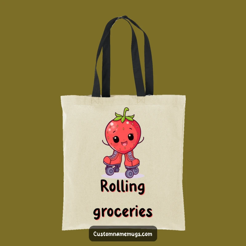 Funny Strawberry Roller Skate Tote Bag: Carry Your Essentials with Berry Fun