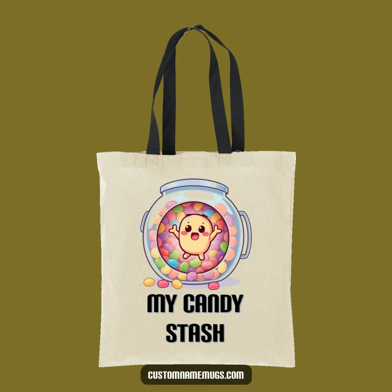 Funny Jellybean Tote Bag - Surprised Character's Candy Jar Adventure Gift!