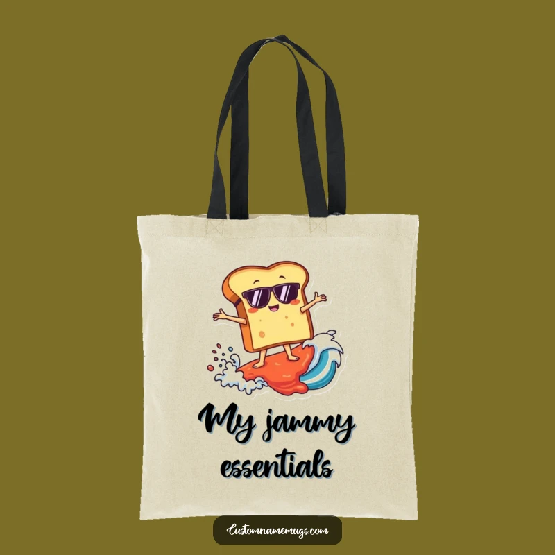 Funny Toast Surfer Tote Bag: Carry Your Style with Humorous Jam Wave Art