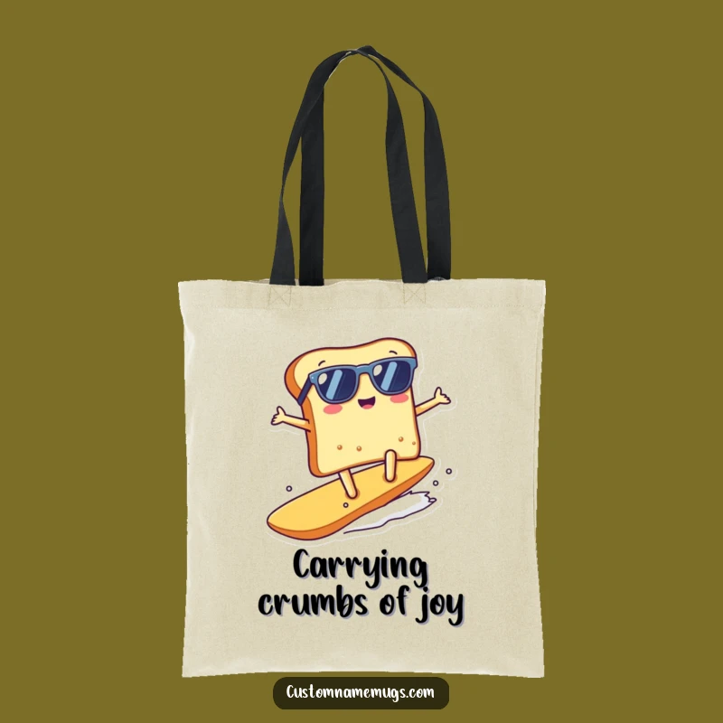 Stylish Funny Kawaii Toast Surfing Tote Bag, Chic Beach Accessory Gift
